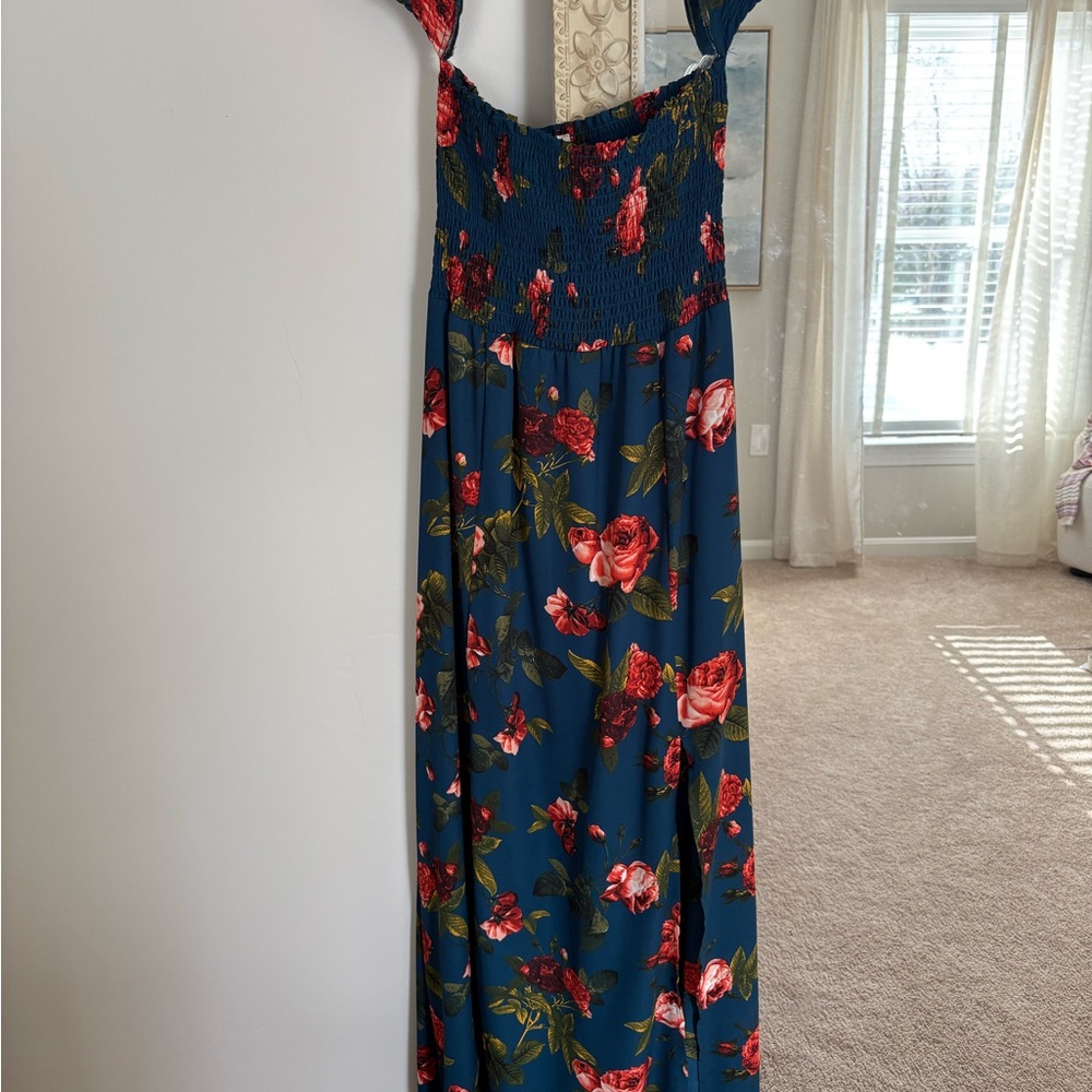 Altar'd State Blue Floral Smocked Dress